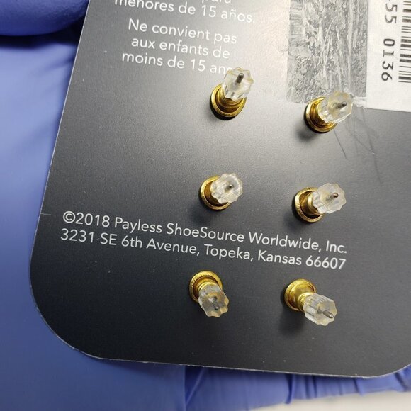 Gold tone Minicci Stud & Teardrop Sparkling Crystal Earrings - Set of 3 - Women - Picture 5 of 5